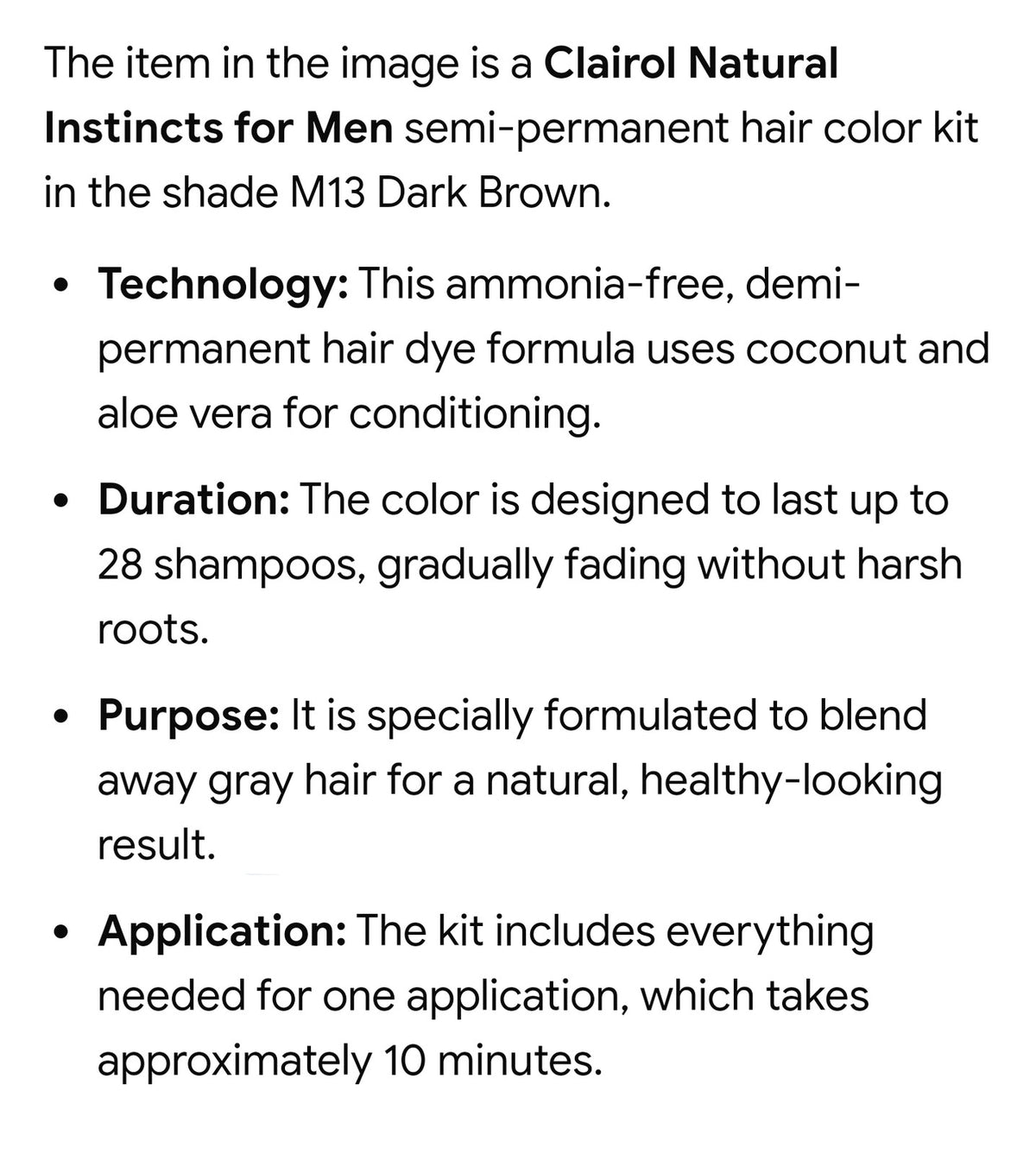 Men's Hair Color Dye Kit Dark Brown M13, Natural Instincts, 3 Pack