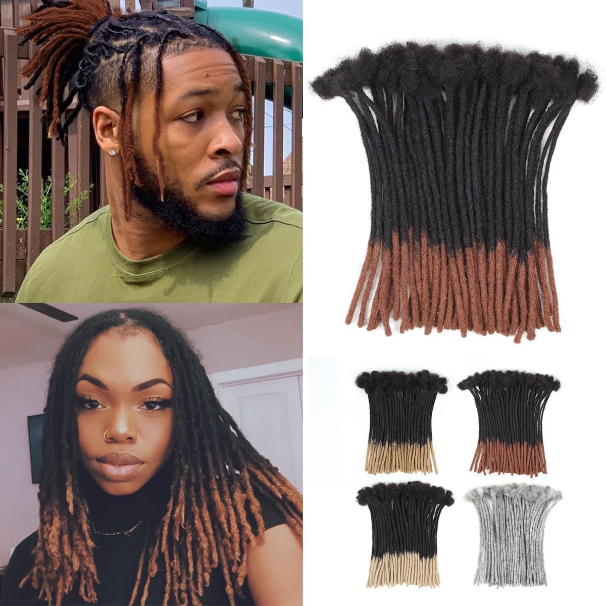10 Inch 50 Strands Human Hair Dreadlock Extensions - Natural & Durable