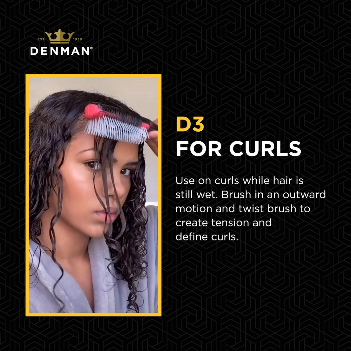 Denman D3 7-Row Curly Hair Brush for Styling & Defining Curls