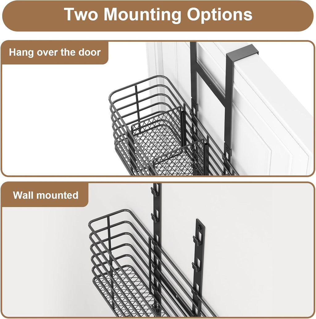Over-the-Door Bathroom Organizer with 5 Shelves - Hair Dryer & Tool Storage