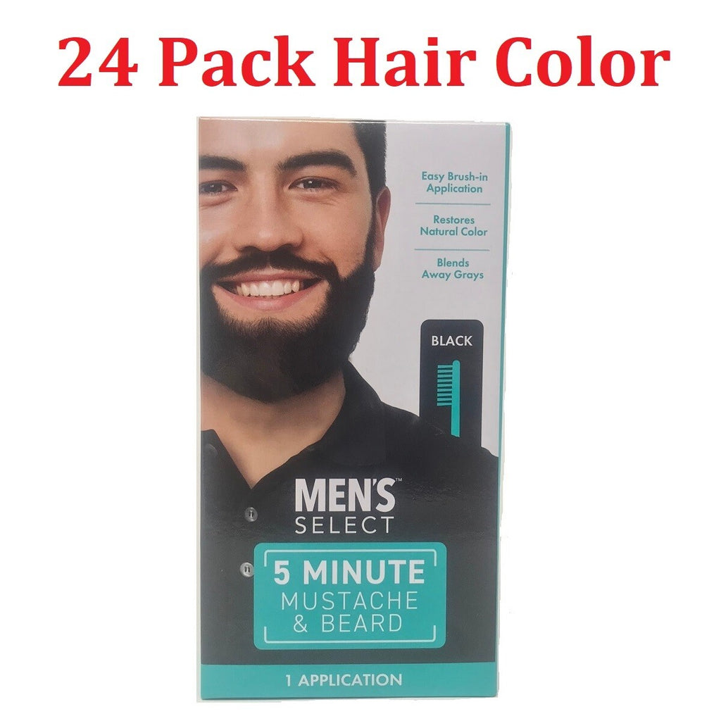 Men's Select Mustache & Beard Hair Color Dye - Black & Dark Brown, 24 Pack