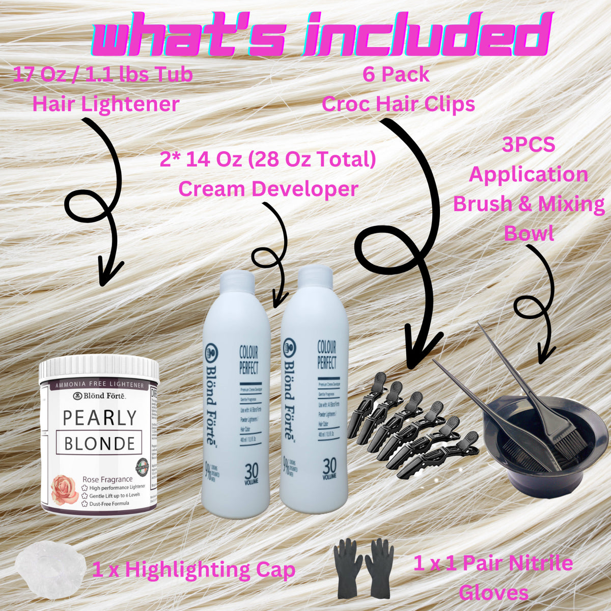 Ammonia-Free Hair Lightening Powder Kit with 30 Vol Developer - Blonde Forte