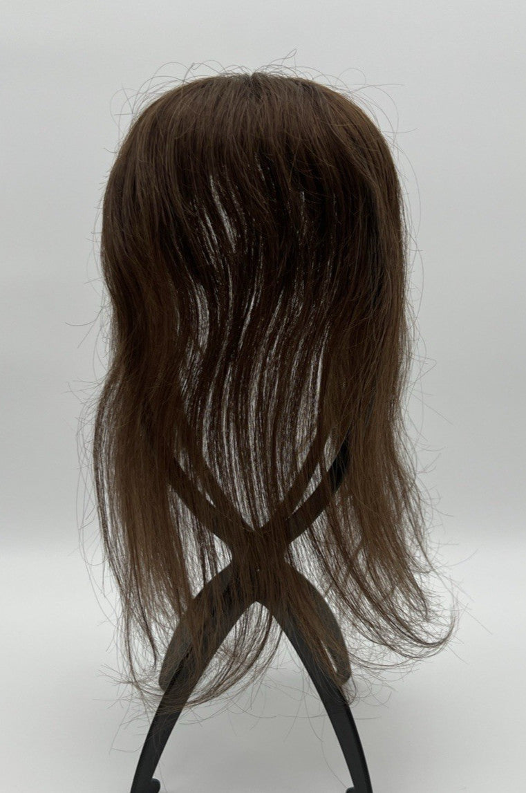 12in Dark Brown Human Hair Topper for Women - Remy Clip-In Crown Cover