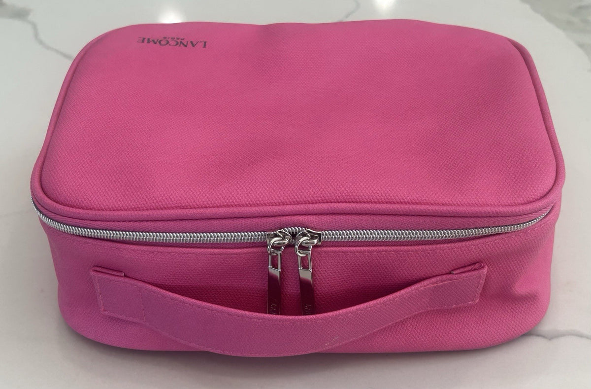 Set of 2 Pink Cosmetic & Toiletry Bags with Zipper Closures