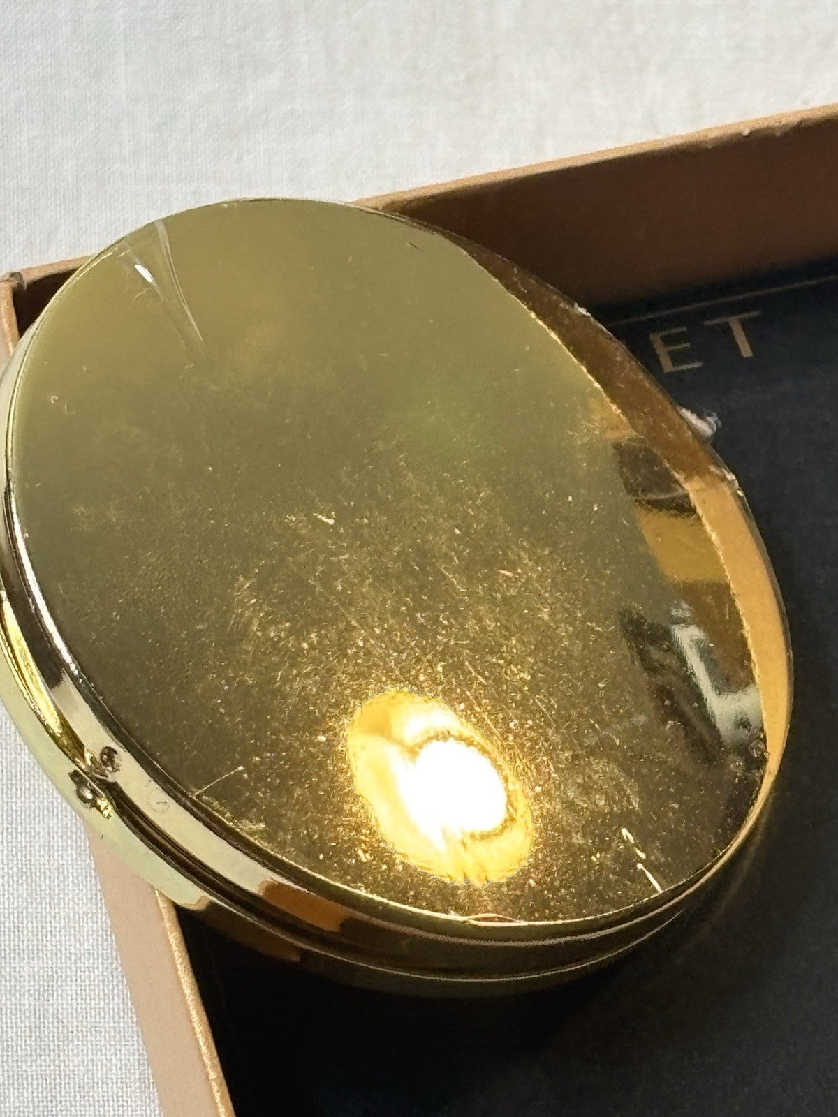 Monet Compact Mirror with Gold Tone Rhinestone Pearls Filigree