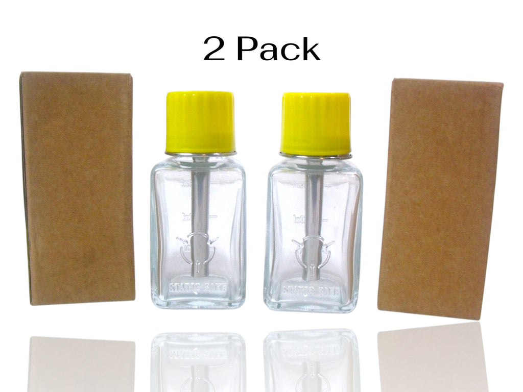 2-Pack Push-Down Pump Glass Dispenser Bottles with Cap – 180ml Empty Alcohol/Remover Bottles