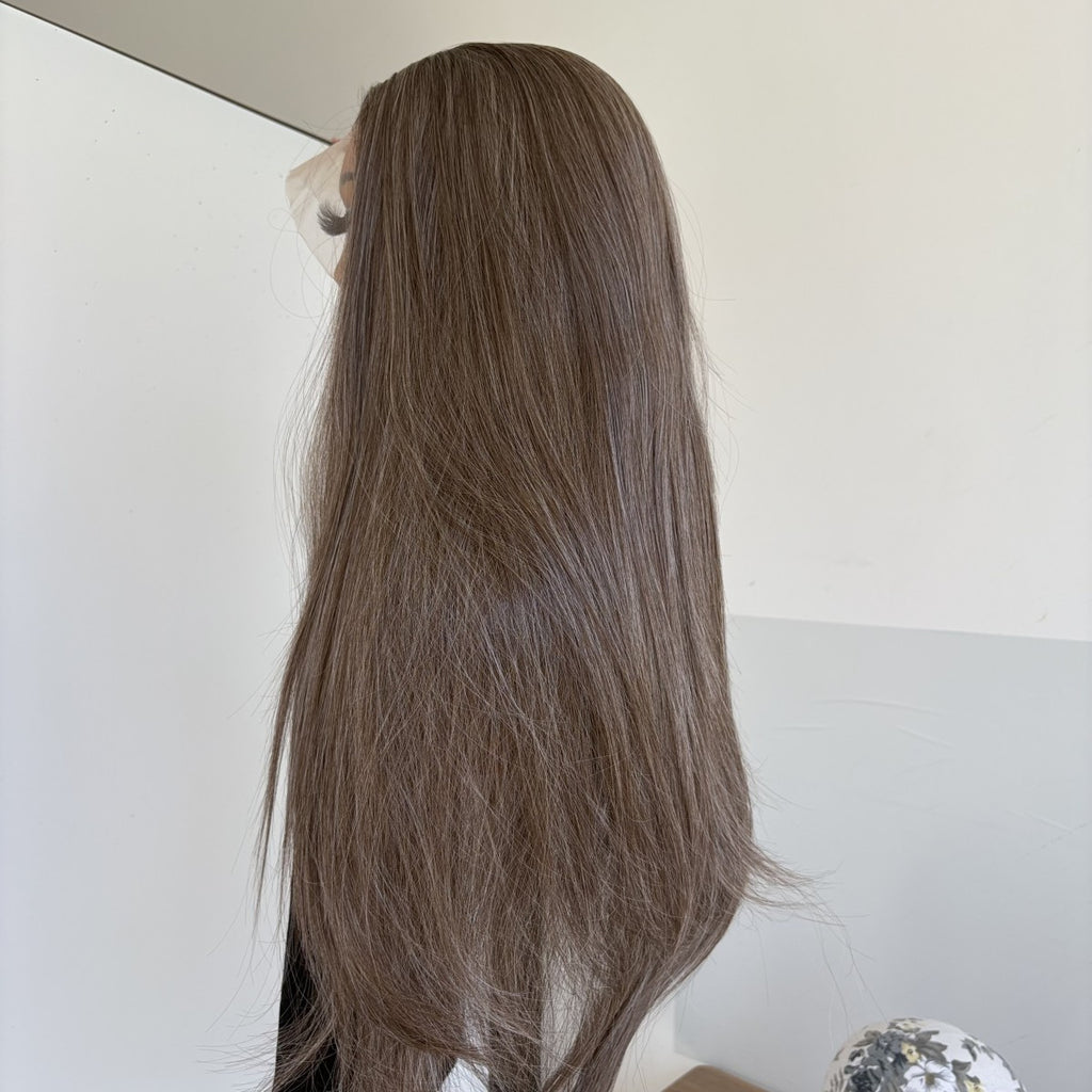 Brown Blonde Long Straight Synthetic Lace Front Wig 13x4 Frontal