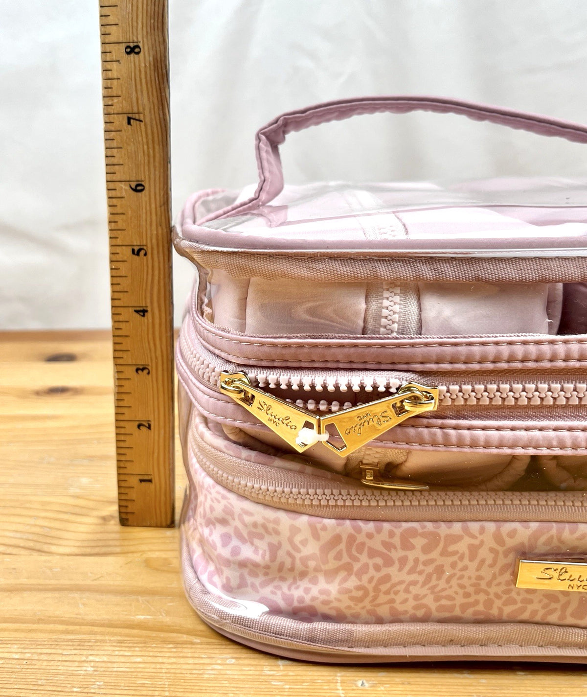 Studio NYC Pink Leopard Travel Cosmetic Case Set - 4 Piece Clear Organizer