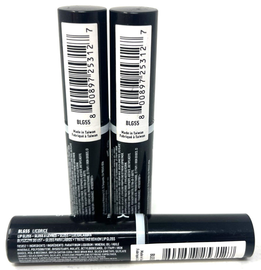 (3) NYX Butter Gloss Lip Gloss Sealed 0.27 fl oz Each - Licorice