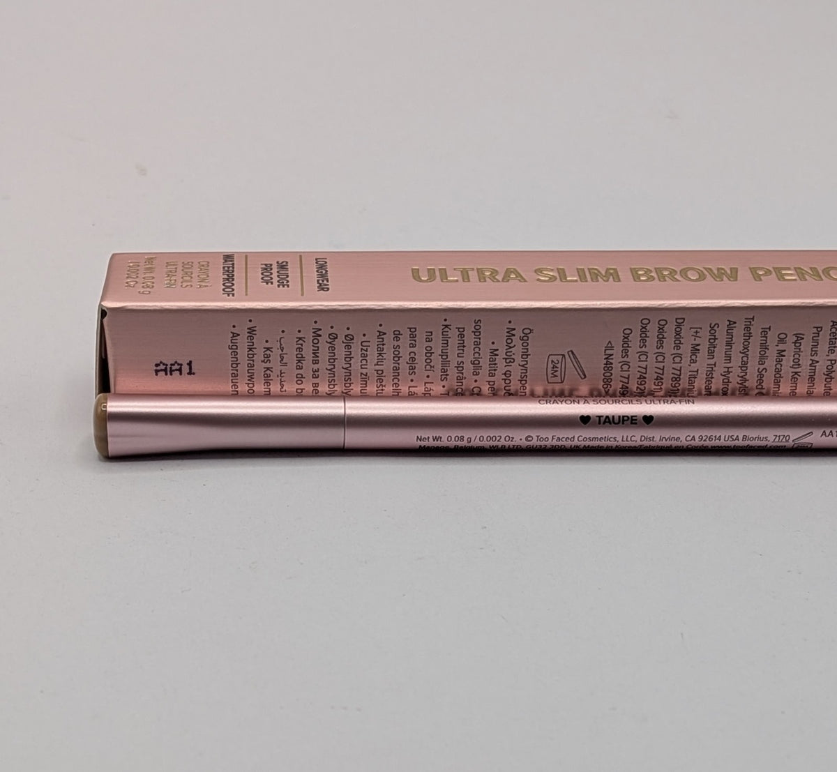 Ultra Slim Brow Pencil - Taupe, Fine Tip for Natural Eyebrow Definition