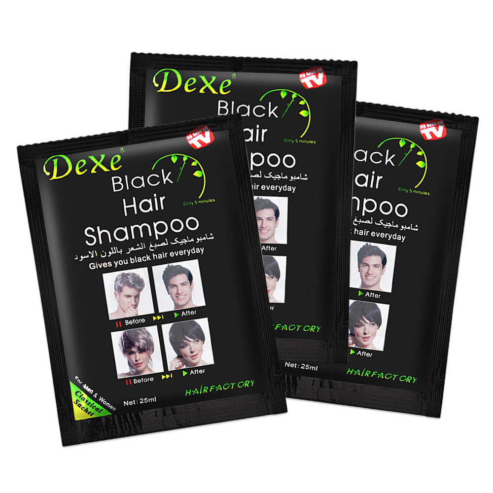 Instant Black Hair Dye Shampoo 10Pcs Nourishing Herbal Hair Color Treatment