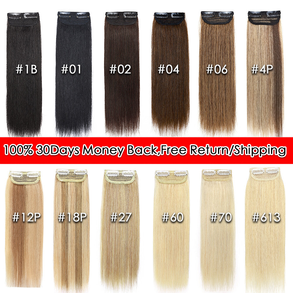 Clip-In Hair Extensions Remy Human Hair Short Topper Multiple Colors & Lengths