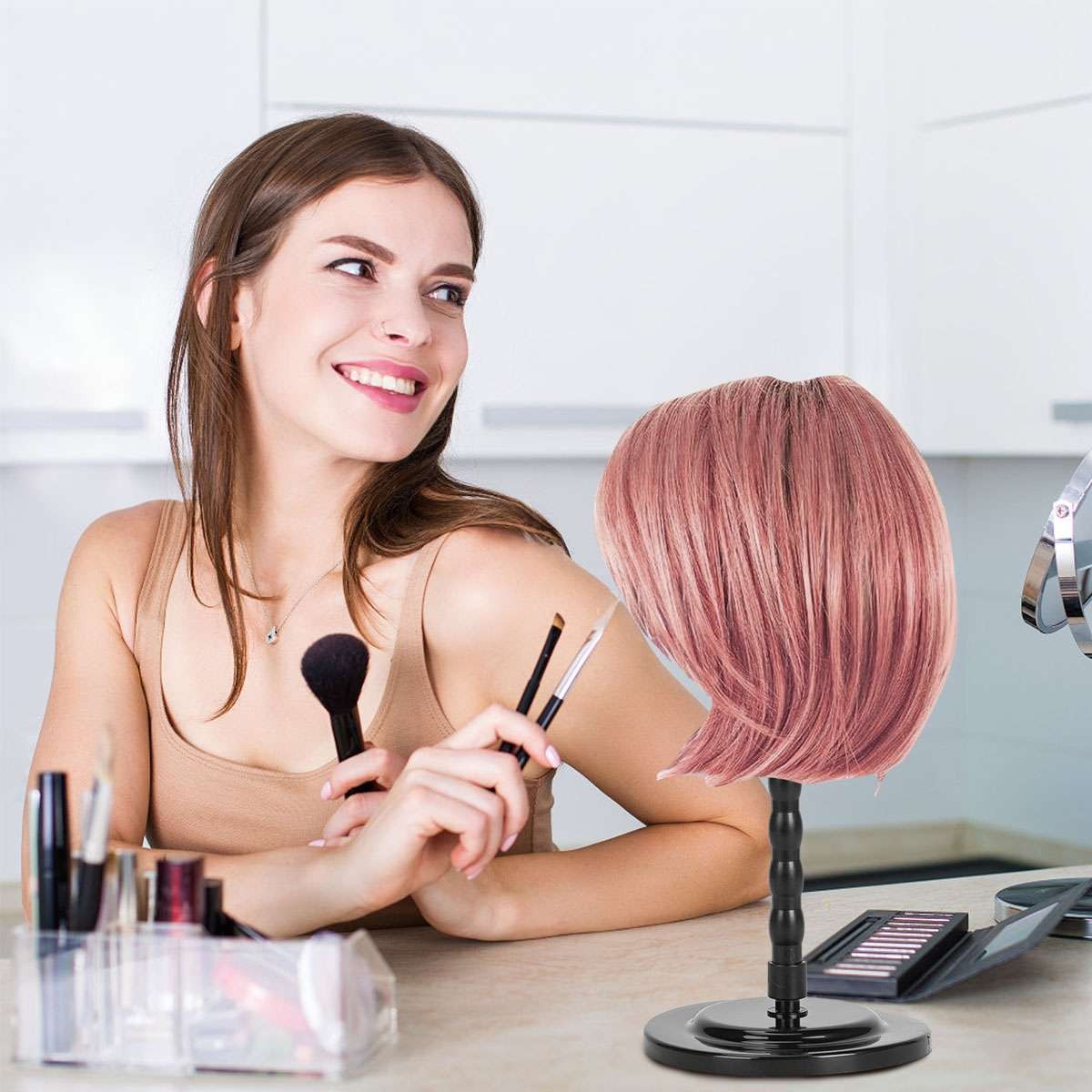 14 Inch Plastic Wig Stand Mannequin Head Holder for Display & Hat Storage