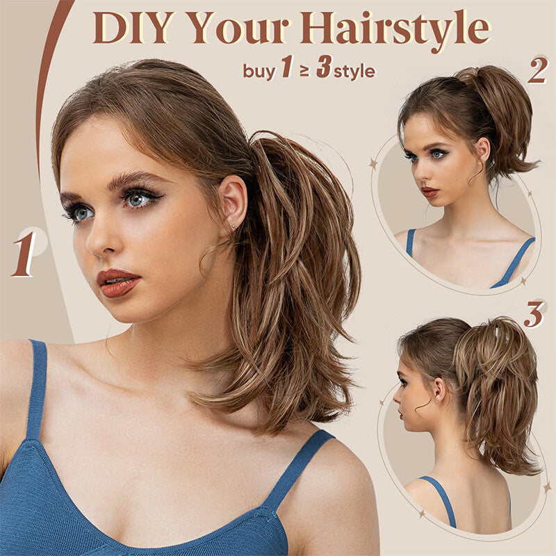 Short Claw Clip-In Ponytail Extension - Curly & Bendable 12 Inch Hair Accessory