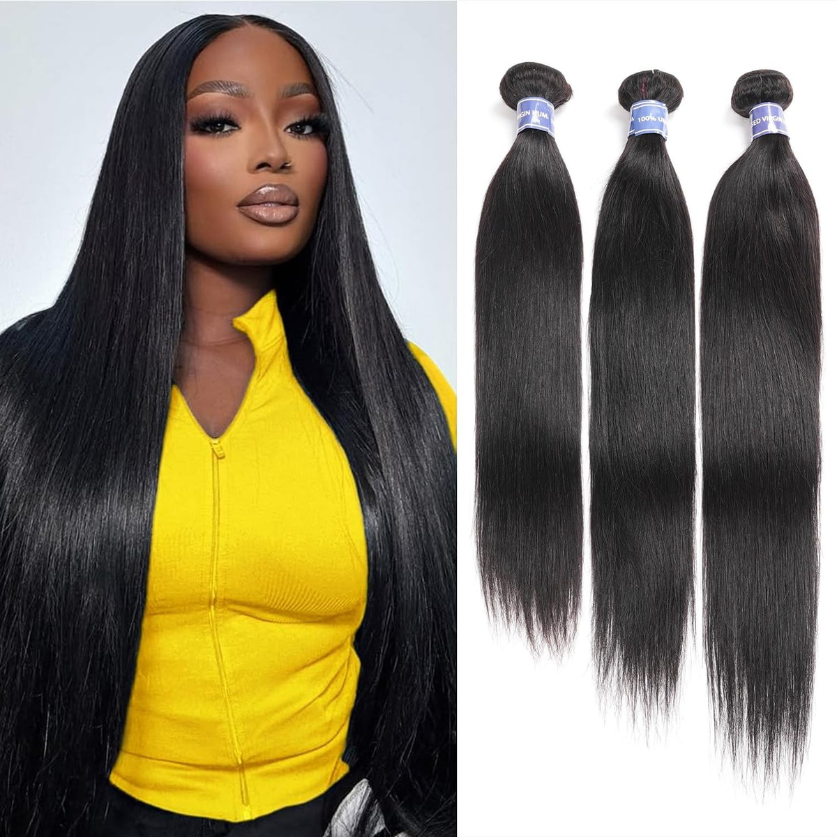 12A Human Hair Bundles - 3 Straight Brazilian Virgin Hair 14-18 Inch