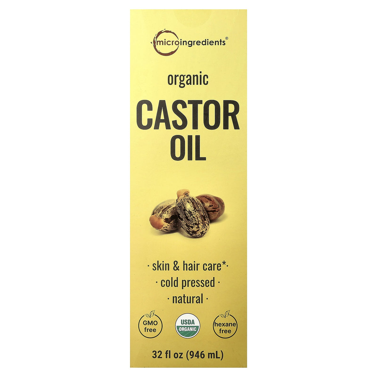 Organic Castor Oil for Skin & Hair Care 32oz Cold Pressed GMO Free