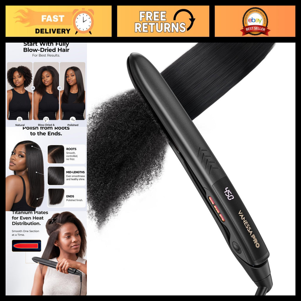 1 Inch Titanium Flat Iron Hair Straightener - Fast Heat & Dual Styling