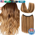 Wire Hair Extensions 16 Inch Medium Brown Dark Blonde Human Hair Voluminous Length