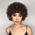 Brazilian Afro Puff Pixie Bob Wig for Women - Natural Brown Human Hair