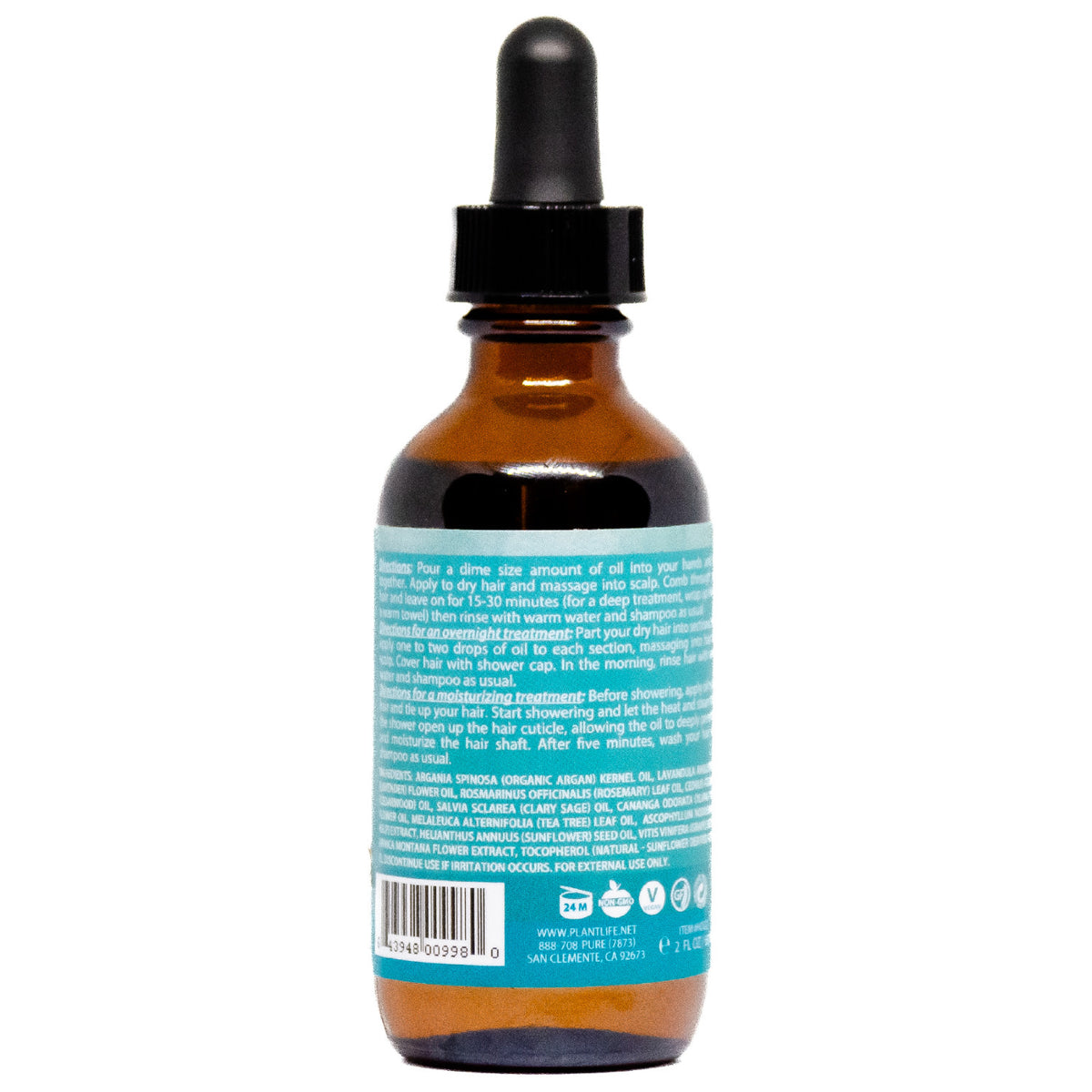 Plantlife Natural Hair Oils for Growth & Nourishment - Organic Botanical Blend