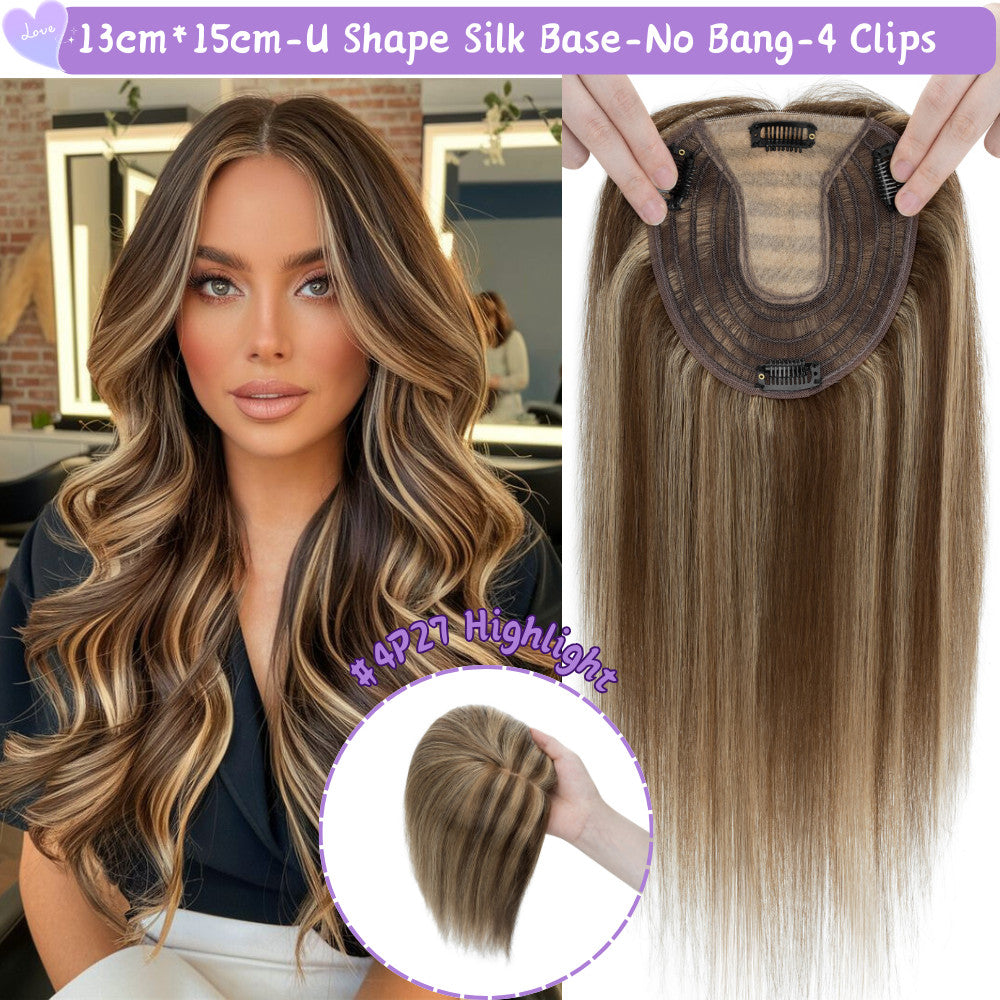 Clip-In Hair Topper for Women - Natural Remy Human Hair Wiglet with Lace/Silk Base