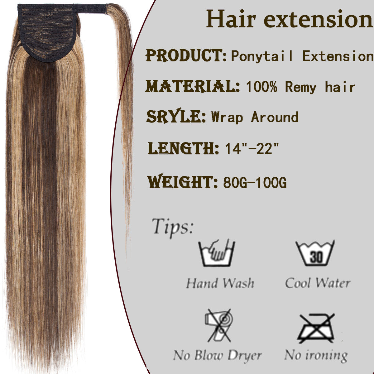 Claw Clip Ponytail Extensions - Real Human Hair, Wavy, Multiple Colors & Lengths