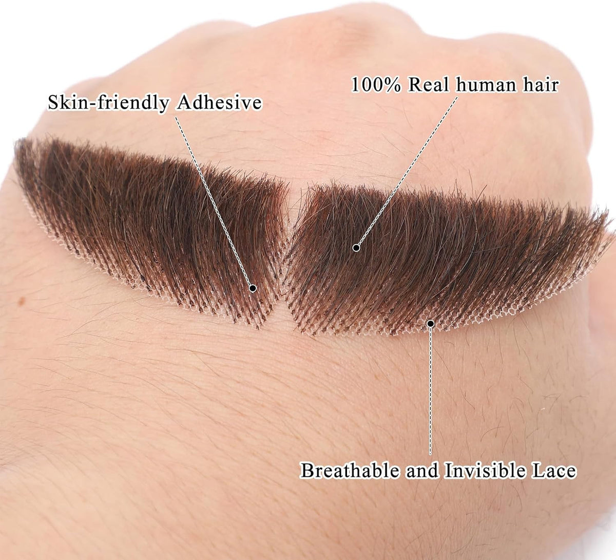 Realistic Handmade Mustache Fake Beard for Cosplay and Costume - Natural Hair Finish