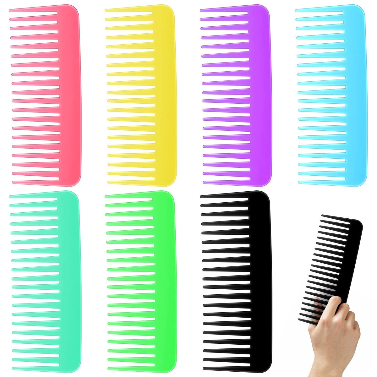 Vibrant 100 Pcs Wide Tooth Comb Set for Detangling & Styling - Large Hair Brushes