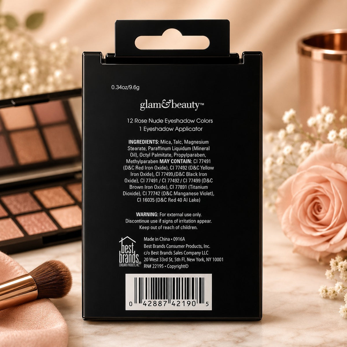 12-Color Rose Nude Eyeshadow Palette with Matte & Shimmer Finishes