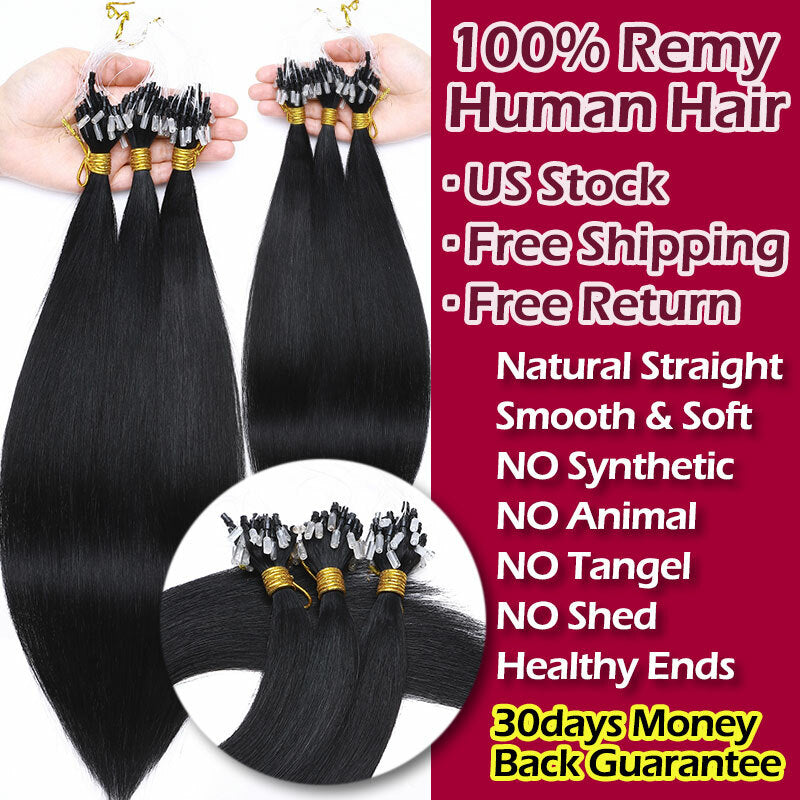 Micro Loop Hair Extensions 300PCS - Remy Human Hair for Natural Look