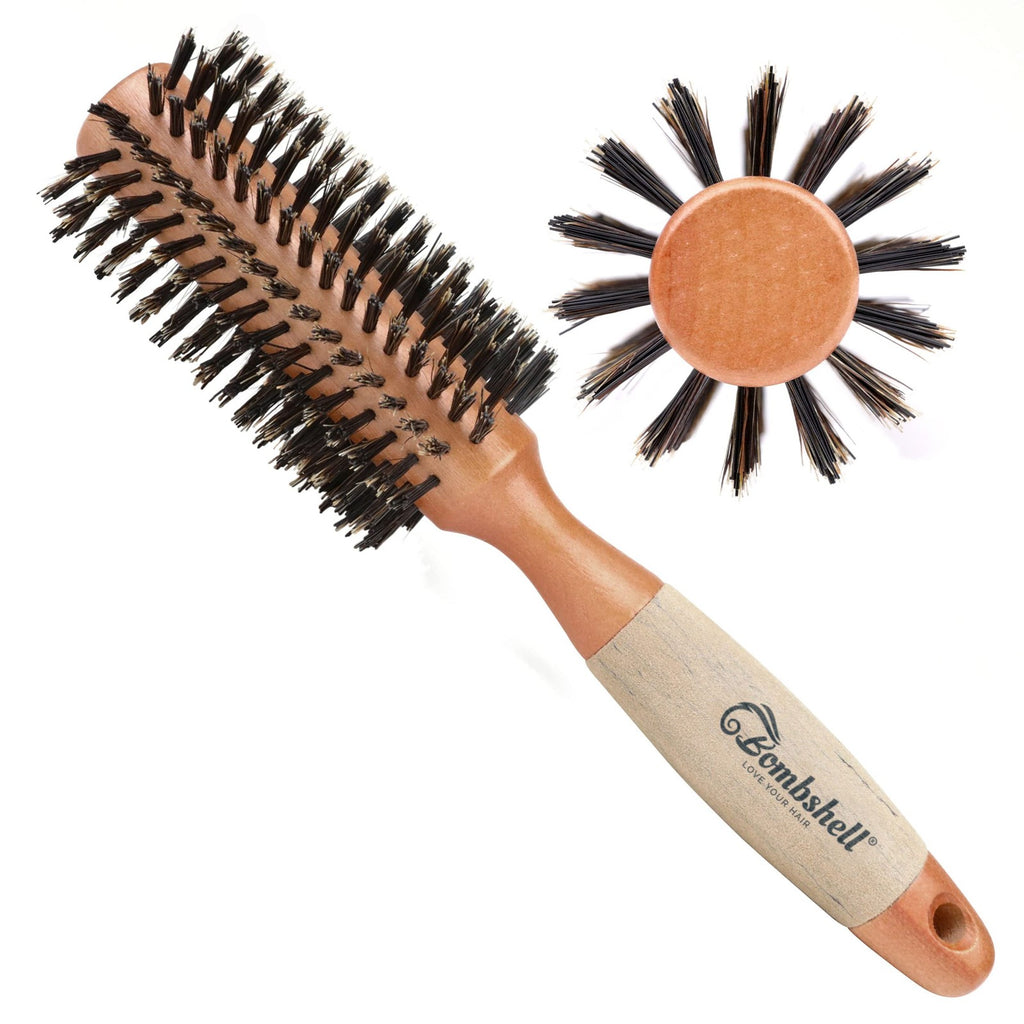 2.25 Inch Birch Wood Round Hair Brush with Boar & Nylon Bristles - Styling & Blow Drying