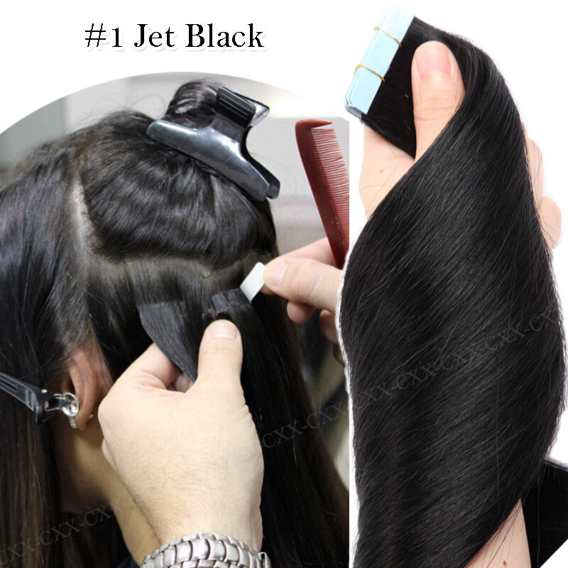 Skinweft Tape-In Remy Human Hair Extensions Full Head Blonde Balayage - Thick & Natural