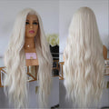 Long Wavy Synthetic Lace Front Wig - Bleach Blonde Daily Wear