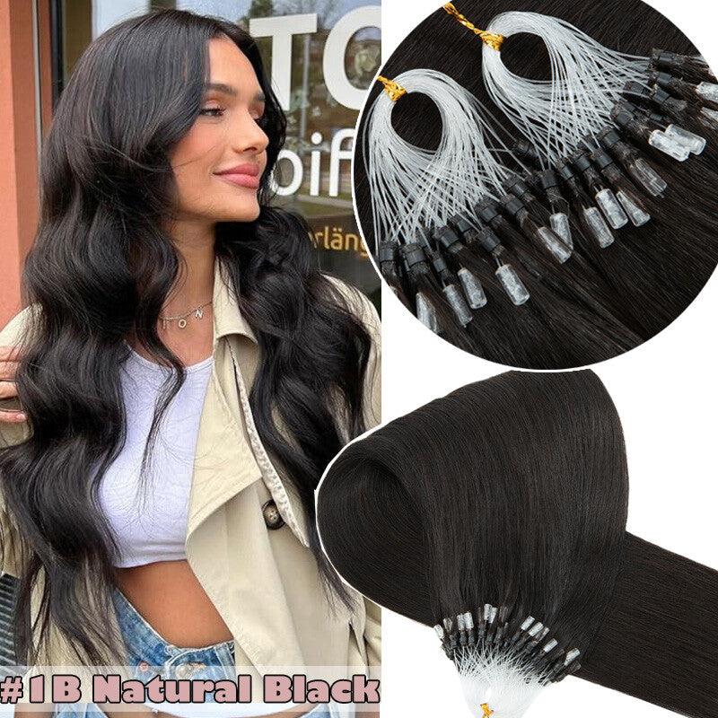 150g Thick Micro Ring Human Hair Extensions with Beads - Ombre