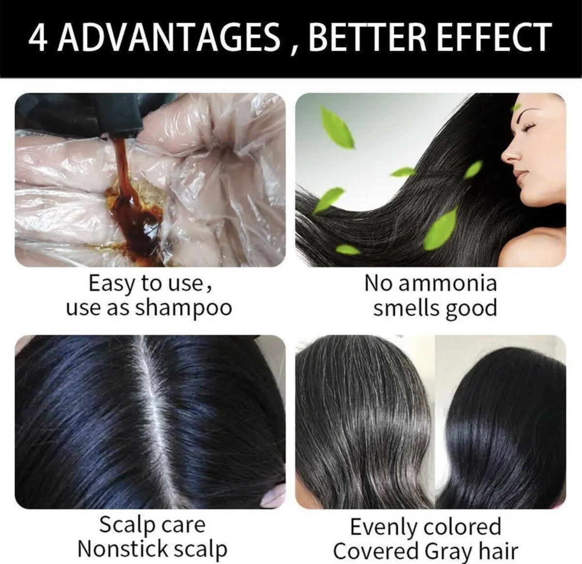 MEIDU Coffee Hair Dye Shampoo Set with Mask & Spray Protector - Long Lasting Color