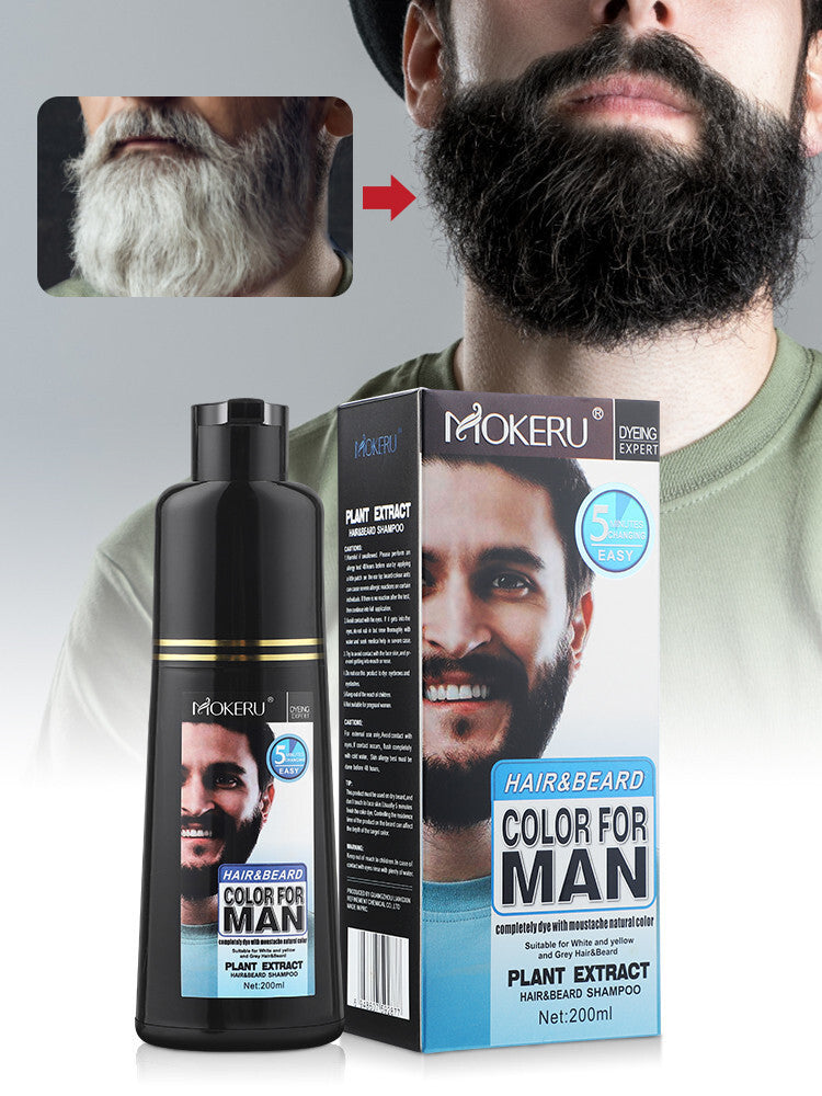 Men's Beard Hair Color Dye Shampoo - Natural Black Darkening 2-Pack