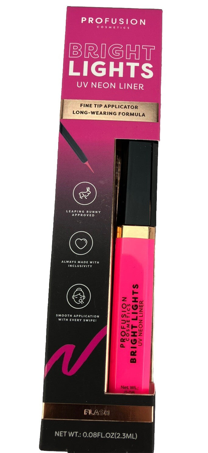Bright Lights Flash Pink Neon Graphic Eyeliner - UV Reactive Makeup