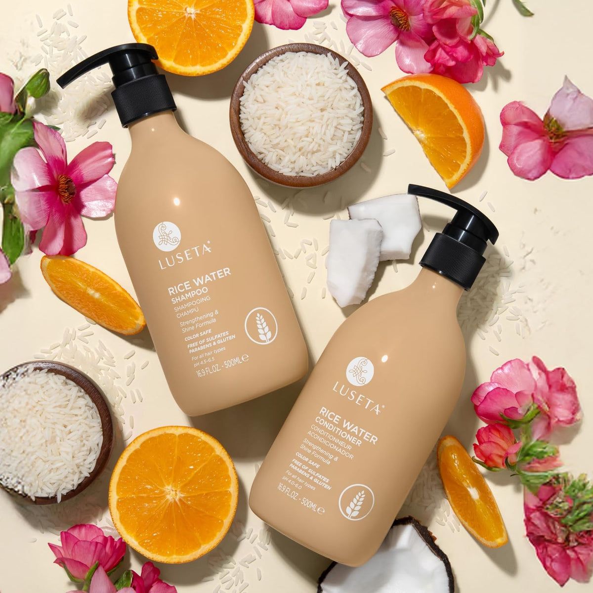 Rice Water Shampoo & Conditioner Set for Damaged Hair - Strengthening & Nourishing