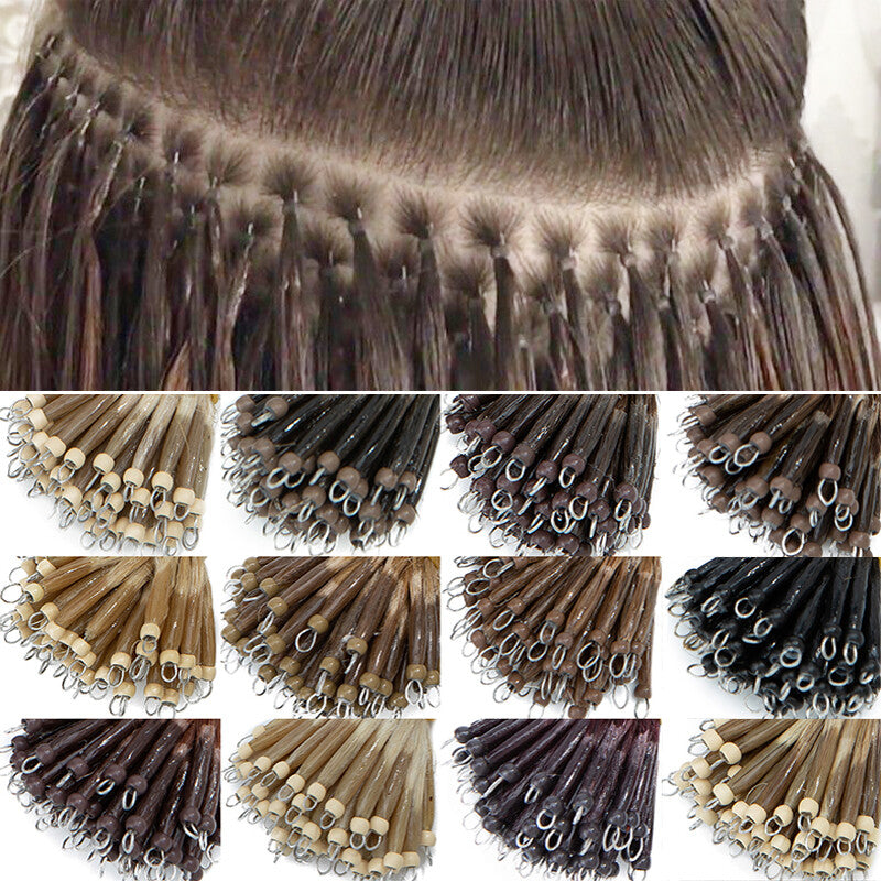 Nano Ring Remy Human Hair Extensions - Thick Highlight Balayage Ombre, 16-22 Inch Options