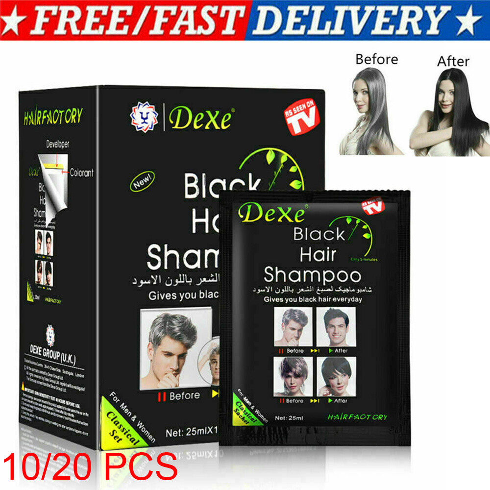 Herbal Black Hair Shampoo Darkening Hair Dye - 10 Pack