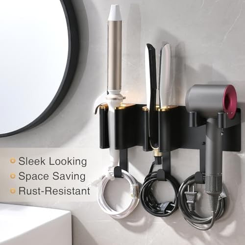 Wall Mount Hair Tool Organizer for Hair Dryers & Curling Irons