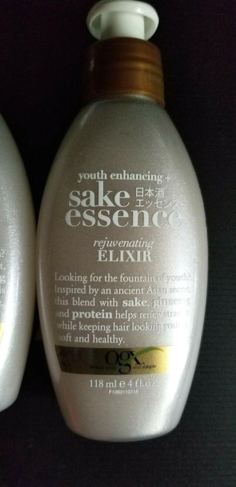 OGX Sake Essence Rejuvenating Leave-In Hair Elixir - Youth Enhancing, 4 Pack of 4 Fl Oz