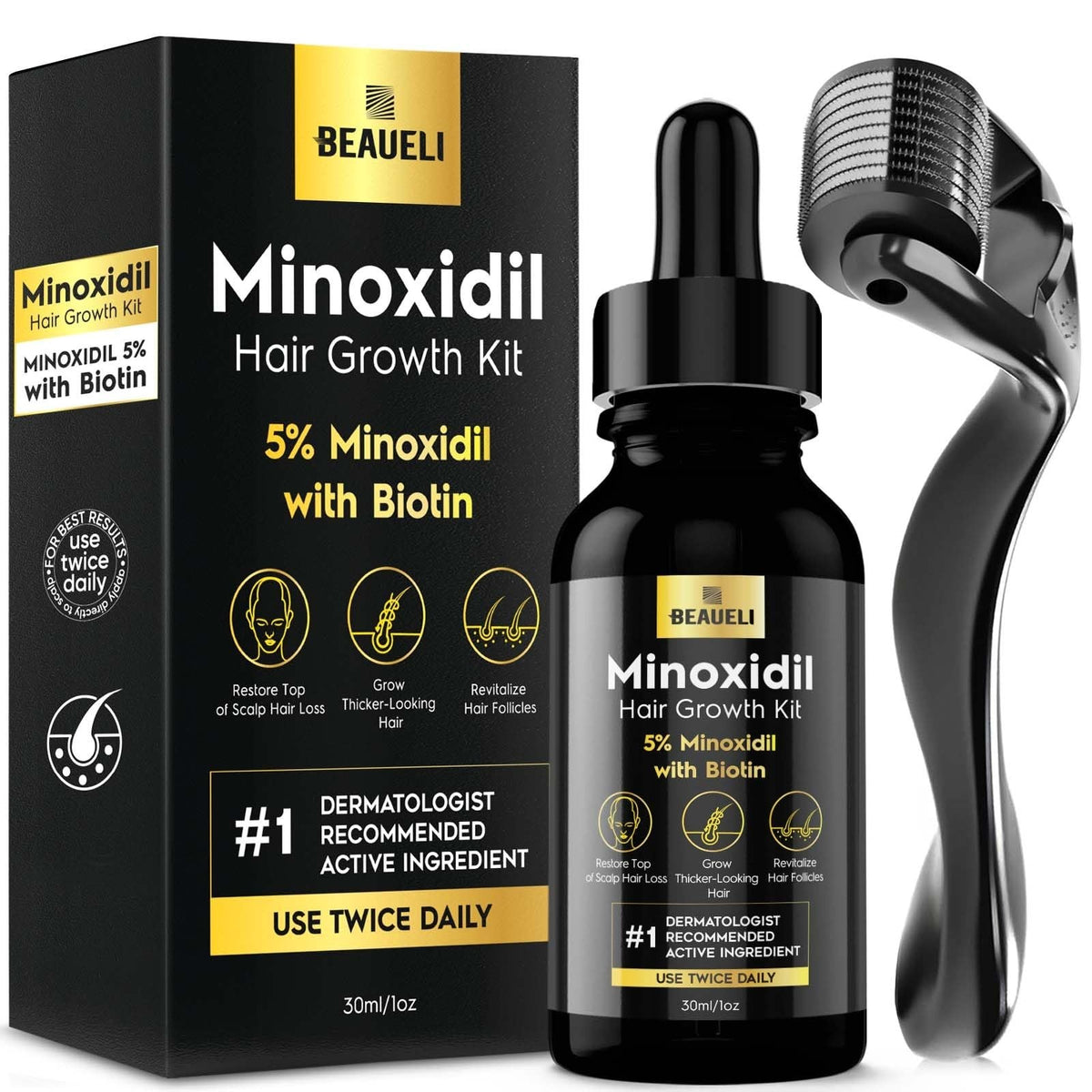 Minoxidil Beard & Hair Growth Kit 5% for Men & Women - Thickening Treatment