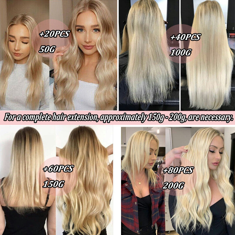 60PCS Thick Tape-In Hair Extensions - Remy Human Hair Skin Weft