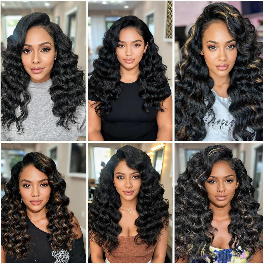 Pre Looped Ocean Wave Crochet Hair 18 Inch Synthetic Braids Black Mix - 8 Pack