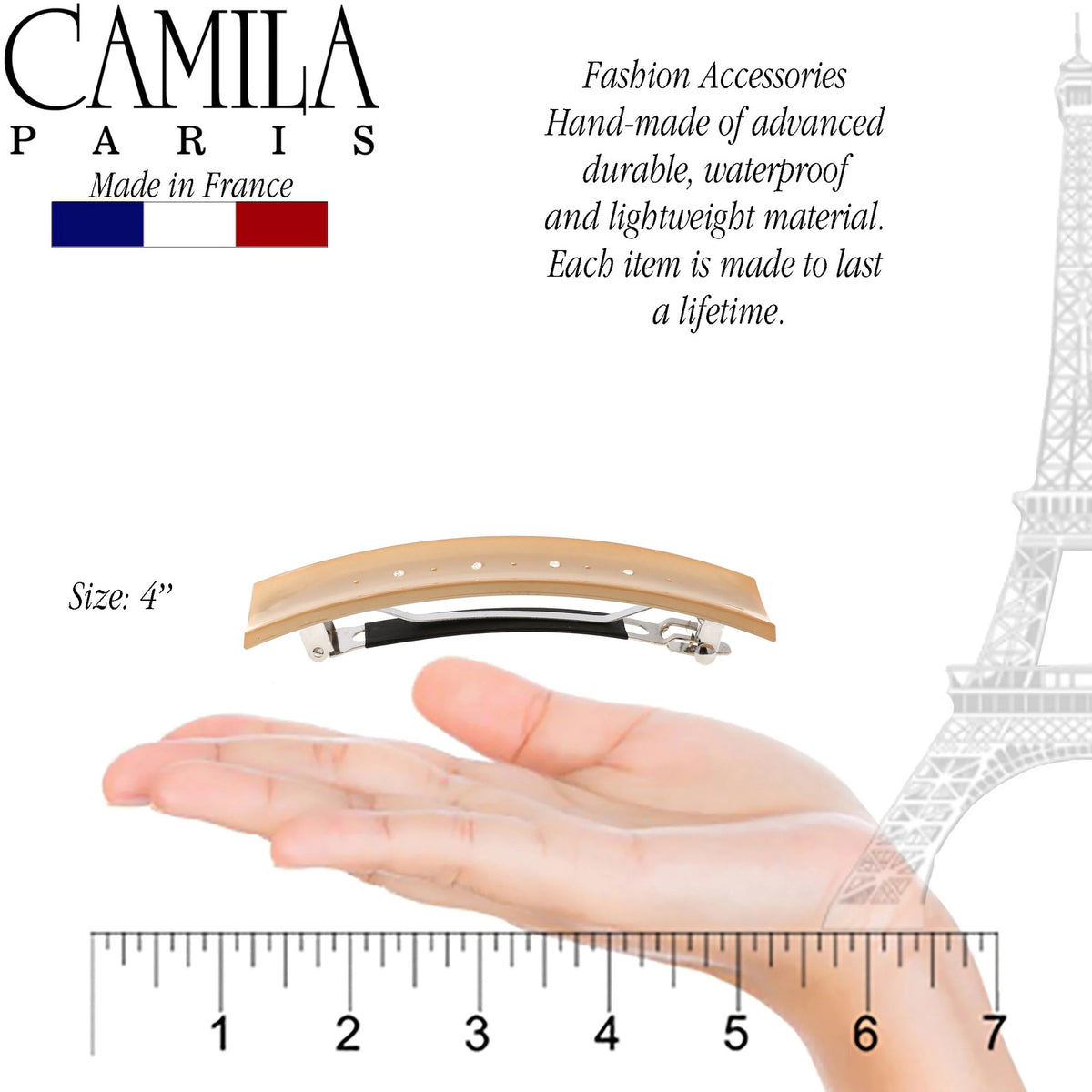 Wide Arched Swarovski Crystal No-Slip Hair Barrette - Elegant Hair Accessory