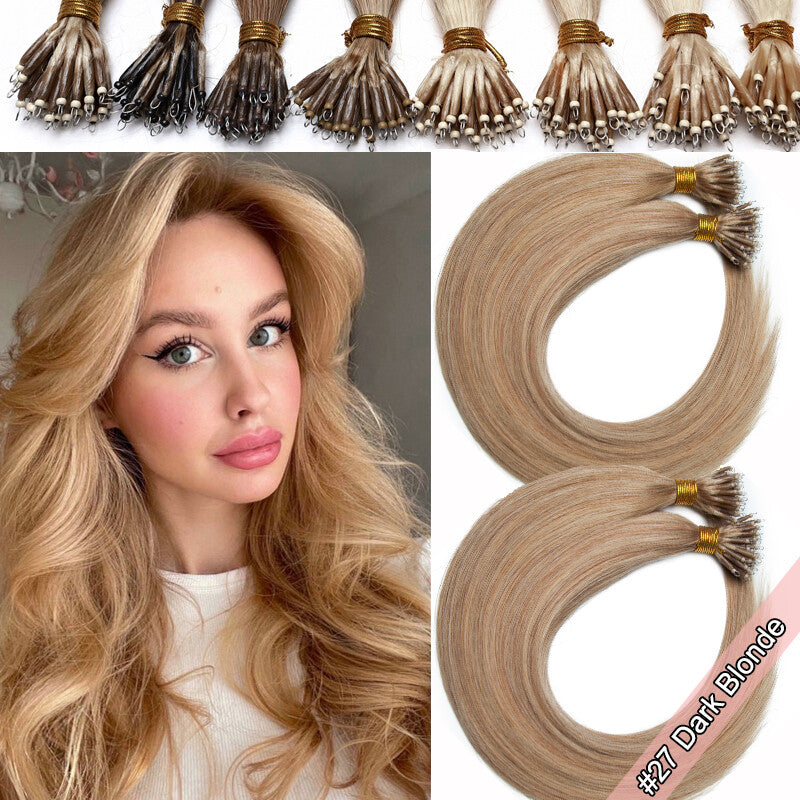 100G Nano Ring Hair Extensions - Real Human Hair, Ombre, Thick & Tangle-Free