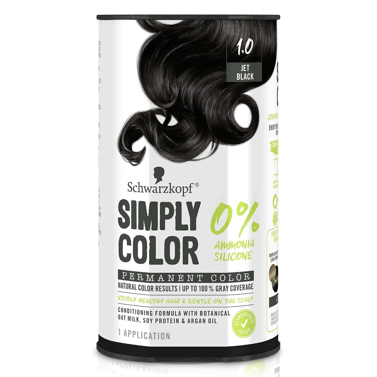 Jet Black Permanent Hair Dye Cream - Natural Finish, Gray Cover, Gentle Formula