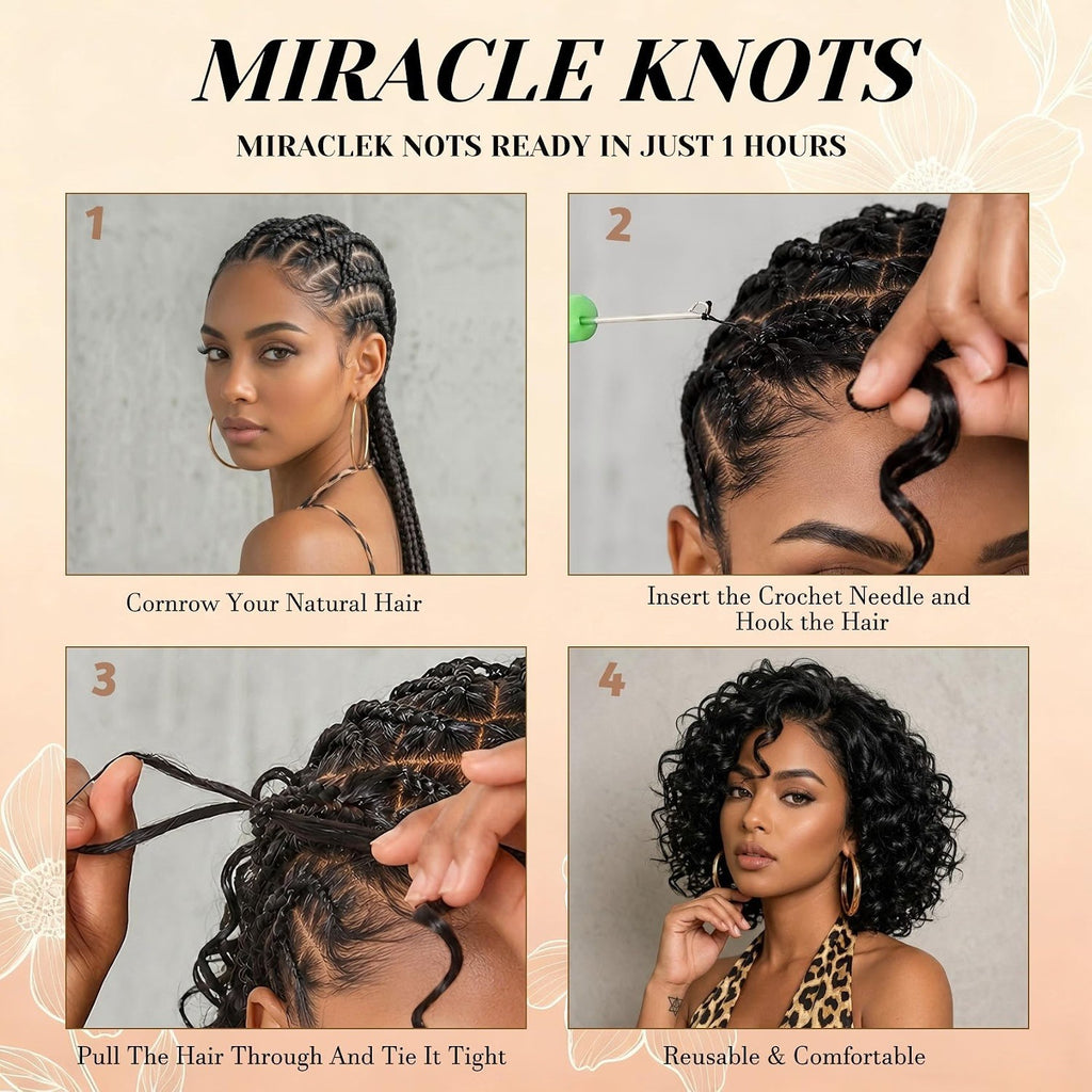 10-Inch Crochet Hair Extensions - 3 Packs of 40 Strands, Natural Curl Texture