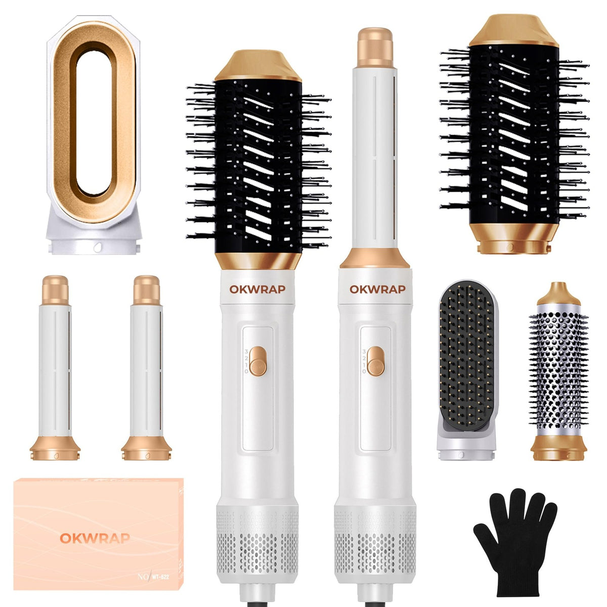 6-in-1 Hair Dryer Brush Curling Wand Set Ionic Air Styling Tools